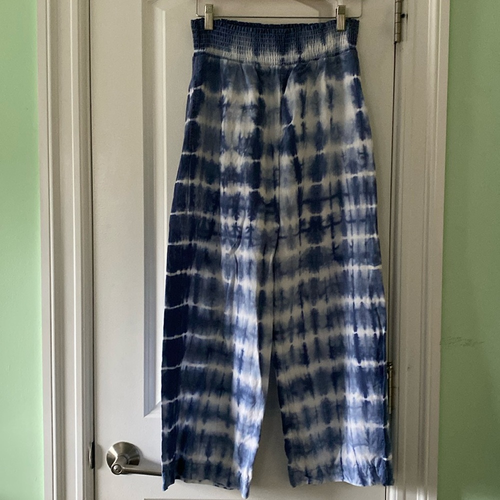 Cloth & Stone Tie dye Wide Leg Pant indigo tie-dye  - Size Small -- Wide leg